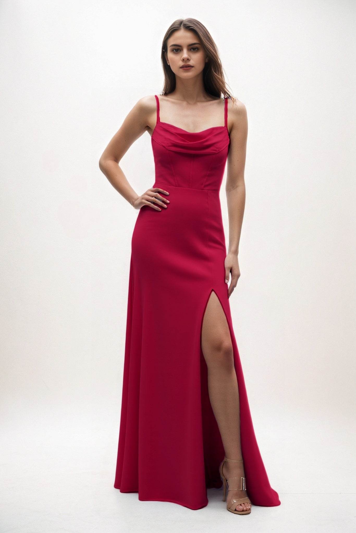 Sheath-Column Maxi Chiffon Bridesmaid Dress CB0855 - COCOMELODY